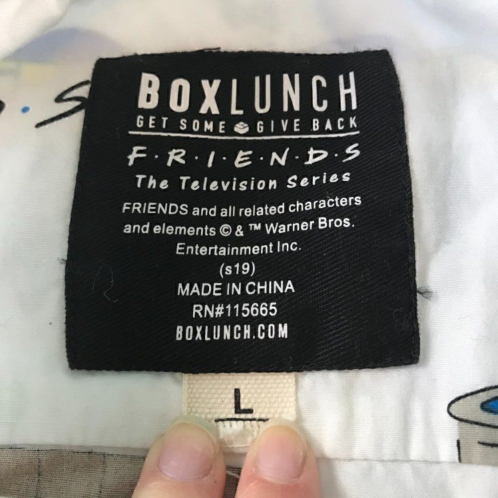 Box Lunch Men Friends Print Button Up White Polo - Picture 5 of 7